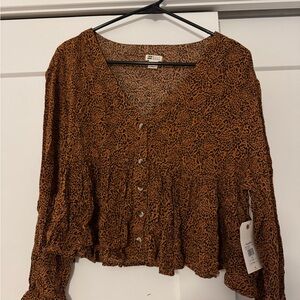 Billabong Brown Leopard Print Women's Top